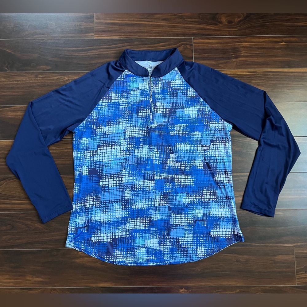 Emerald 18 Women's Blue Patterned Quarter-Zip, L